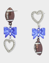 FOOTBALL BOW DROP EARRING BLUE