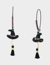 WITCH HAT BROOM SHEPHERD HOOK EARRING PINK