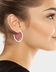 BASEBALL HOOP EARRINGS PINK