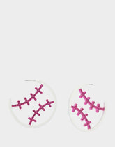 BASEBALL HOOP EARRINGS PINK