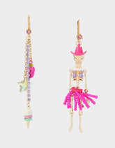 MISMATCH COACHELLA SKELETON EARRINGS PINK