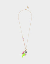 SOCCER CHARM LONG PENDANT NECKLACE PINK