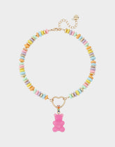GUMMY BEAR SHORT PENDANT NECKLACE PINK