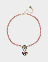 HORSE SHORT PENDANT NECKLACE BROWN