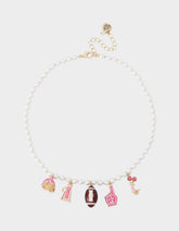 FOOTBALL CHARM FRONTAL NECKLACE PINK