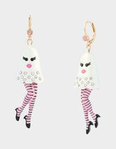 GIRLY STRIPED GHOST LEVERBACK EARRING WHITE