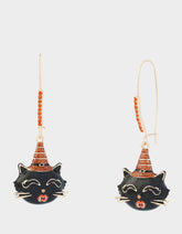 WITCHY CAT SHEPHERD HOOK EARRING BLACK