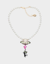 BEAM ME UP STARSHIP & CAT CHARM PENDANT NECKLACE MULTI