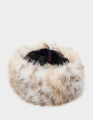 SNOW LEOPARD FAUX FUR HEADBAND IVORY