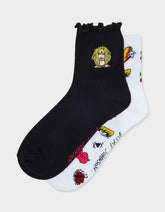 2-PACK EMBROIDERED CREW SOCK BLACK MULTI
