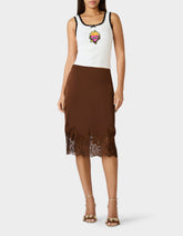 LACE SLIP SKIRT BROWN