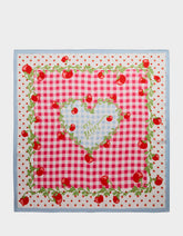 TOMATO GINGHAM SQUARE SCARF 35" x 35" RED BLUE