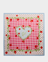 TOMATO GINGHAM SQUARE SCARF 35" x 35" RED BLUE