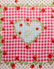 TOMATO GINGHAM SQUARE SCARF 35" x 35" RED BLUE