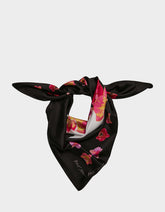 FLORAL SKULL SQUARE 35" X 35" SCARF BLACK