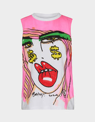 BETSEY FACE TANK GRAPHIC PINK