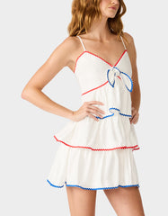 RED WHITE & TWIRL DRESS