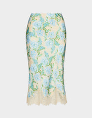 FLORAL SLIP SKIRT LIGHT BLUE