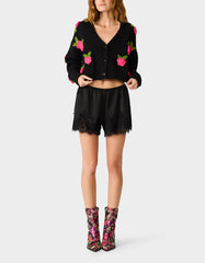 ROSETTE CARDIGAN BLACK PINK