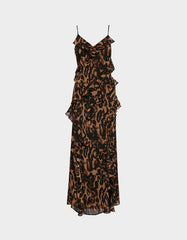WILD RUFFLE MAXI DRESS LEOPARD