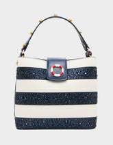 AHOY, GORGEOUS RHINESTONE STRIPE NAVY MULTI