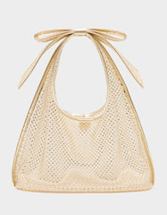 BOW MINI MESH TOTE GOLD