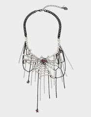 RICH WITCH SPIDER BIB NECKLACE RED
