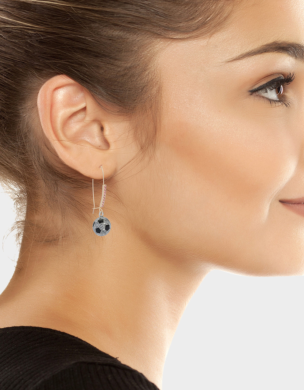 SOCCER BALL SHEPHERD HOOK EARRINGS PINK