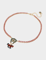 HORSE SHORT PENDANT NECKLACE BROWN