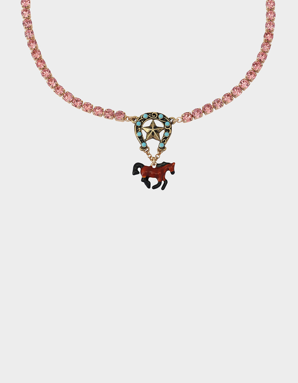 HORSE SHORT PENDANT NECKLACE BROWN