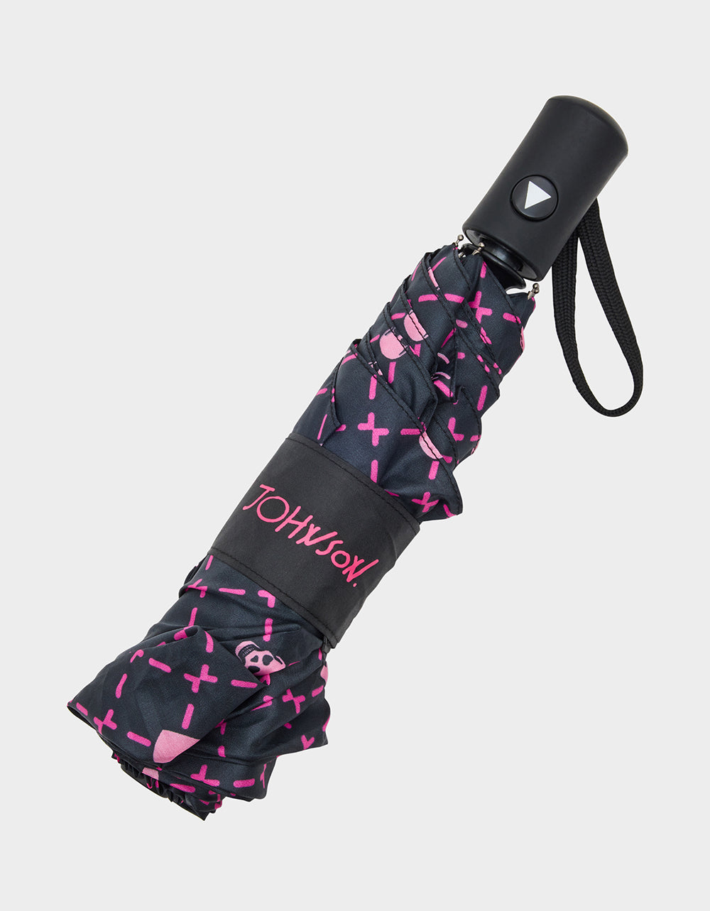 BETSEY'S HEART & SKULL PRINT UMBRELLA BLACK MULTI