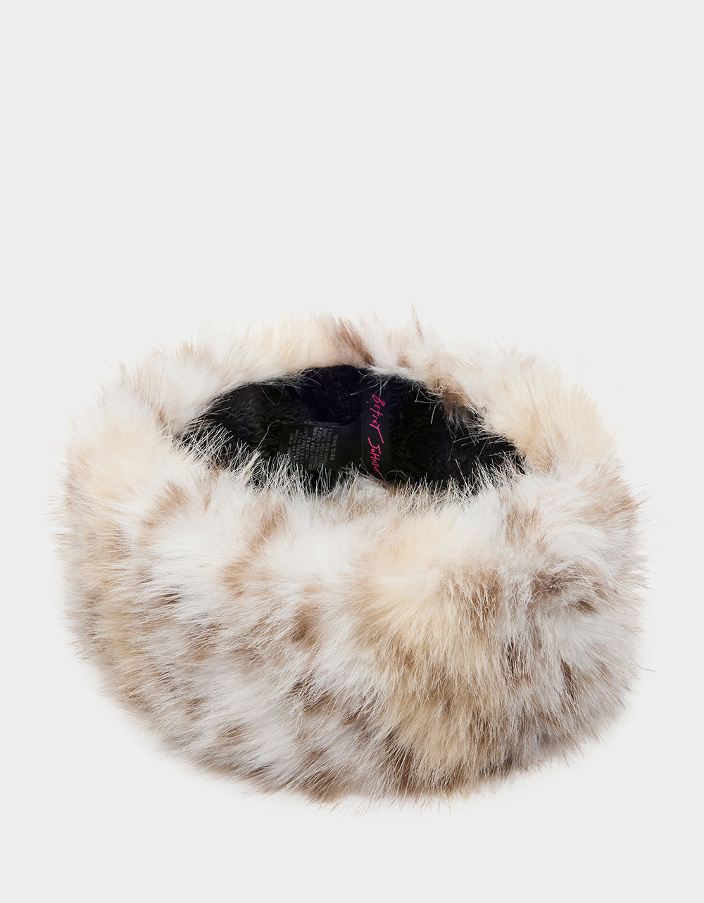 SNOW LEOPARD FAUX FUR HEADBAND IVORY