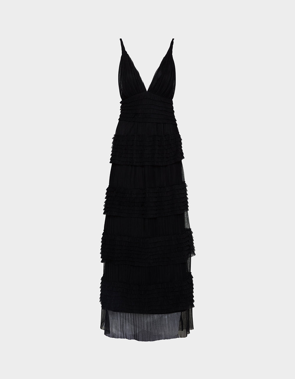 TIERED TULLE GOWN BLACK