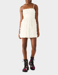 PLEATHER FLORAL MINI OFF WHITE