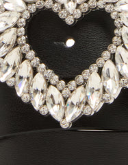 RHINESTONE HEART BUCKLE BELT 30MM BLACK