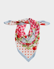 TOMATO GINGHAM SQUARE SCARF 35" x 35" RED BLUE
