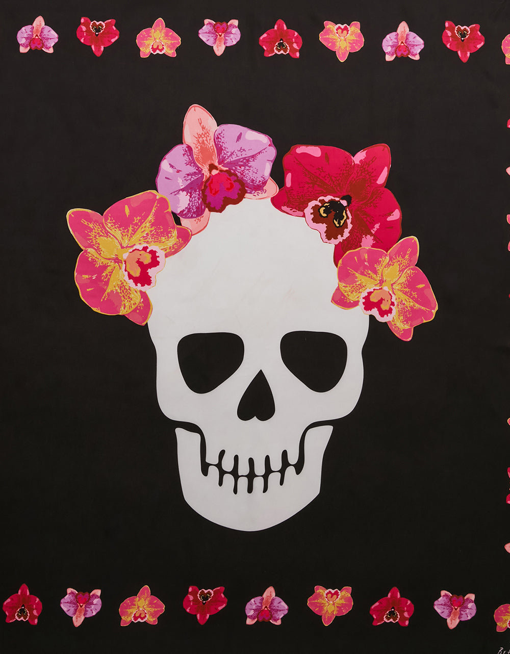 FLORAL SKULL SQUARE 35" X 35" SCARF BLACK