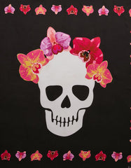 FLORAL SKULL SQUARE 35" X 35" SCARF BLACK