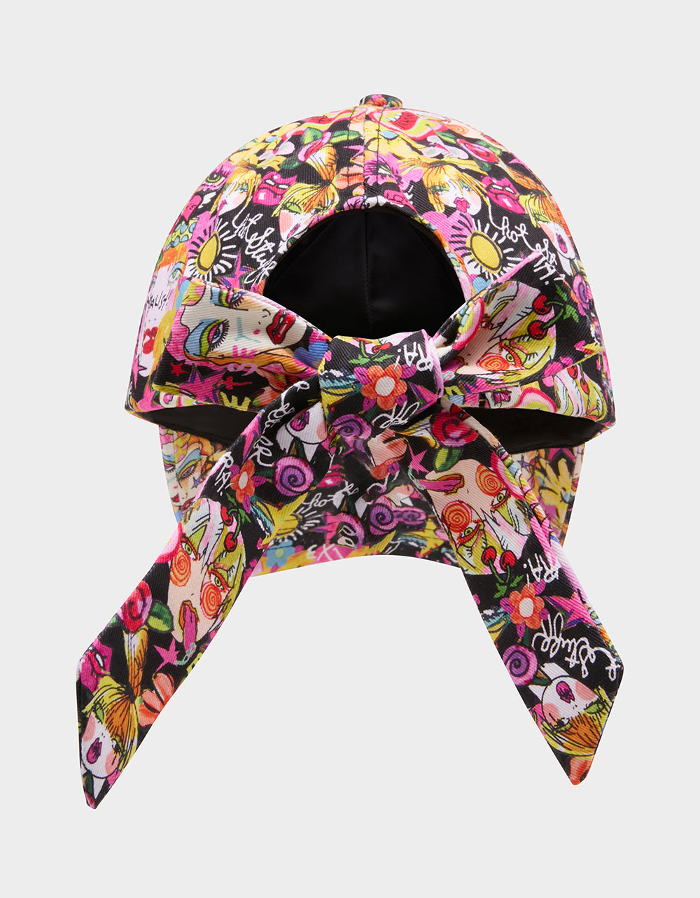 PRINTED BASEBALL HAT WITH BOW TIE BLACK MULTI