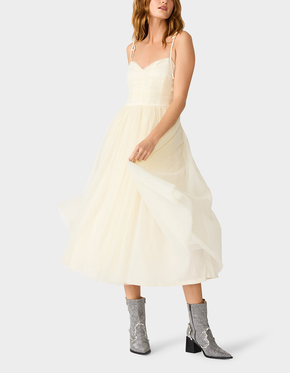 GLITTER TULLE MULTI IVORY