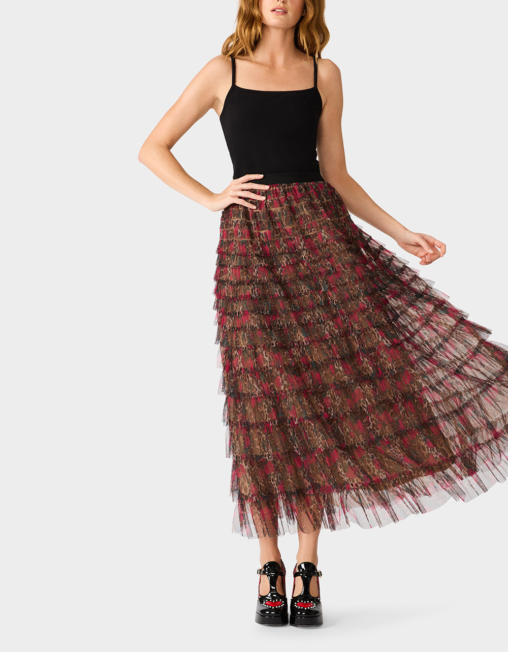 LOVELY LAYERS SKIRT LEOPARD ROSE