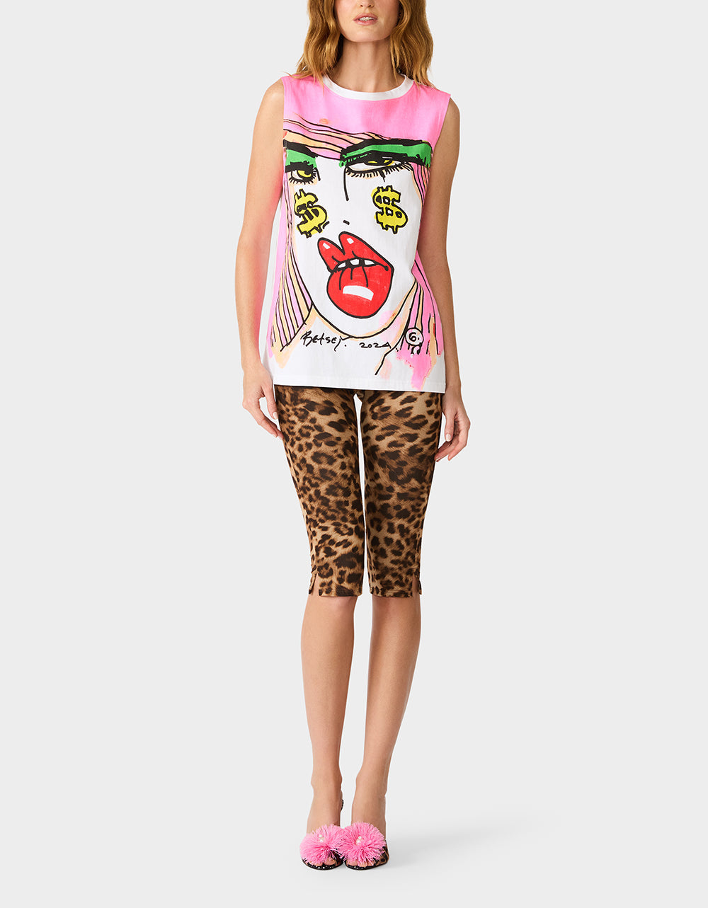 BETSEY FACE TANK GRAPHIC PINK