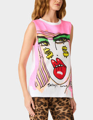 BETSEY FACE TANK GRAPHIC PINK