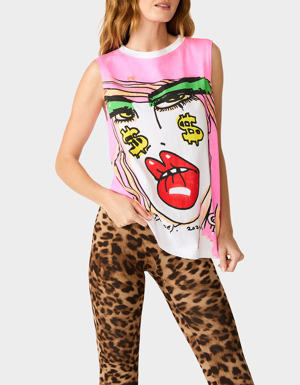 BETSEY FACE TANK GRAPHIC PINK