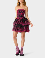 BETSEY'S ARCHIVE TIERED DRESS BLACK/PINK