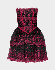 BETSEY'S ARCHIVE TIERED DRESS BLACK/PINK