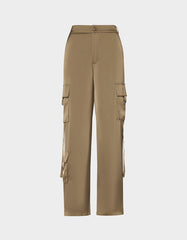 SILK UTILITY PANTS DARK OLIVE