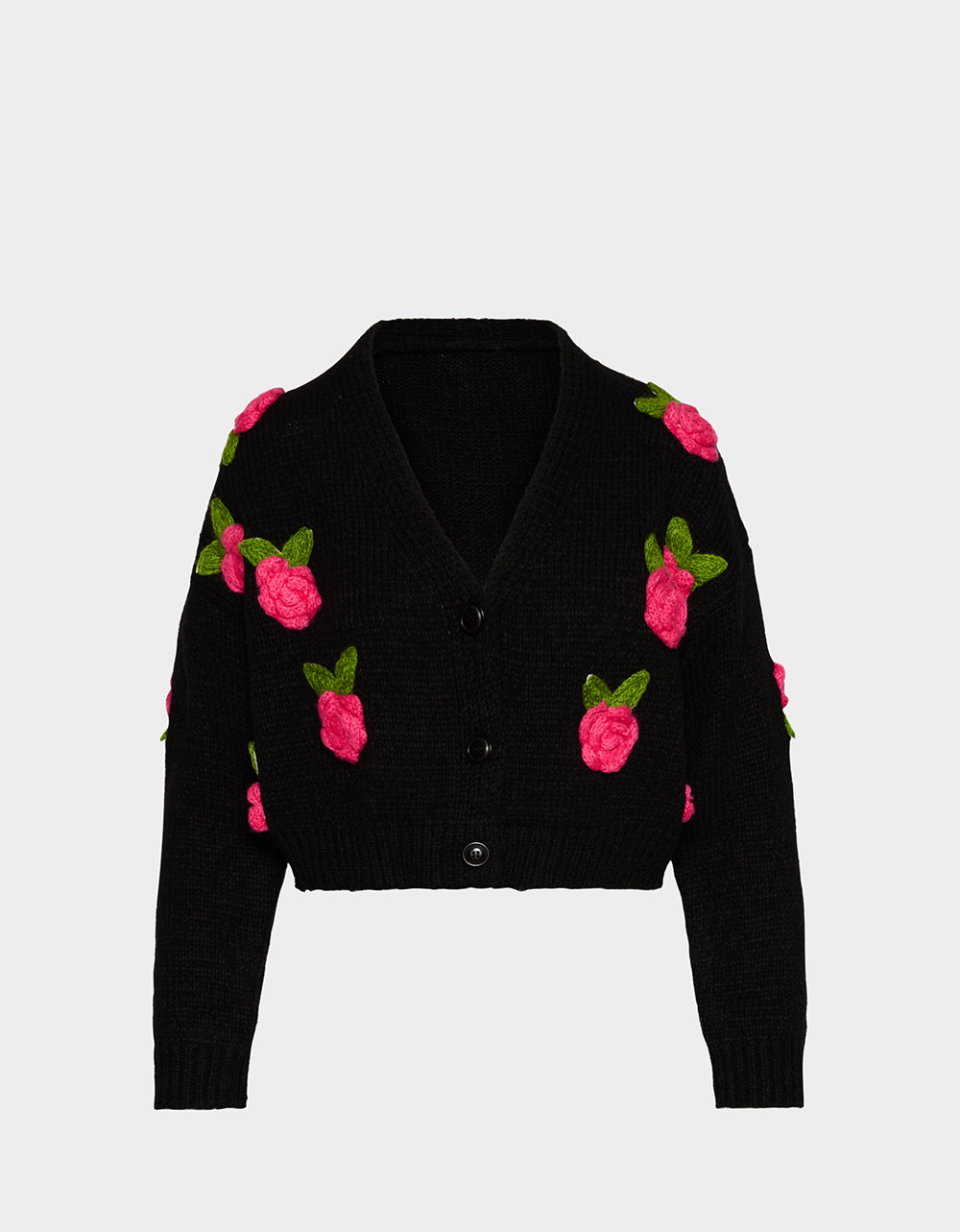 ROSETTE CARDIGAN BLACK PINK