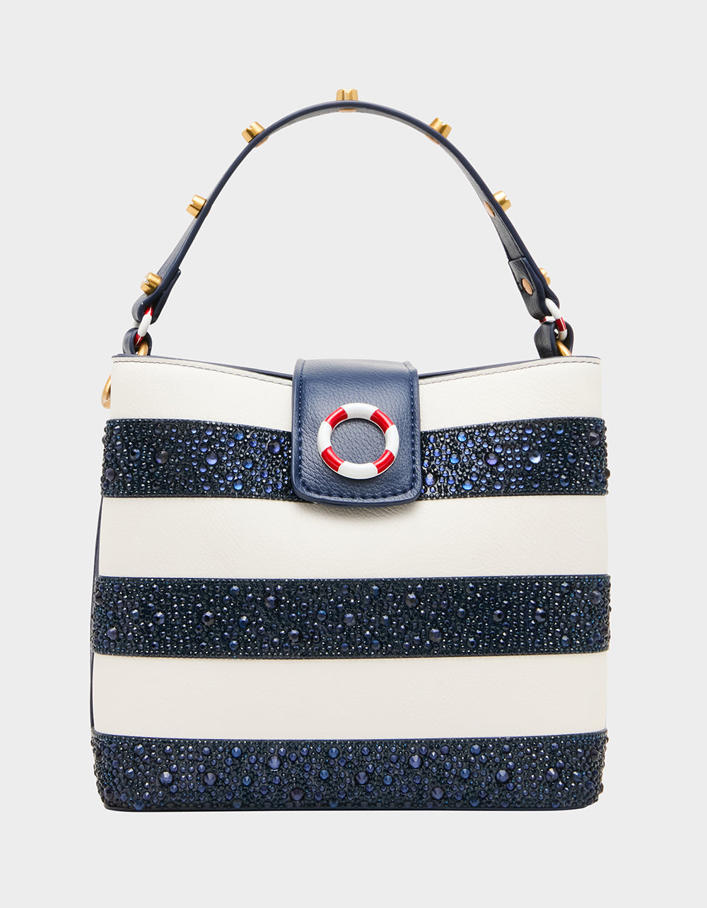 AHOY, GORGEOUS RHINESTONE STRIPE NAVY MULTI