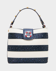 AHOY, GORGEOUS RHINESTONE STRIPE NAVY MULTI